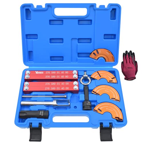 Yuesstloo مجموعة أدوات قفل توقيت محاذاة المحرك Yuesstloo مع 4 قطع من أدوات ضبط عمود الكامات، متوافقة مع مرسيدس بنز M157/M276/M278، مقبس عمود الكامات T60 و T100، مزيل حقن الوقود - Image 1