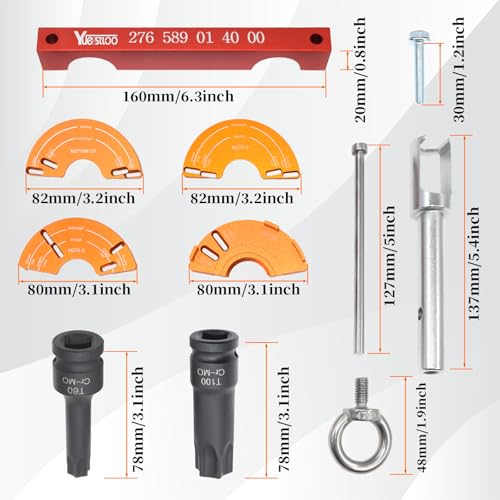 Yuesstloo مجموعة أدوات قفل توقيت محاذاة المحرك Yuesstloo مع 4 قطع من أدوات ضبط عمود الكامات، متوافقة مع مرسيدس بنز M157/M276/M278، مقبس عمود الكامات T60 و T100، مزيل حقن الوقود - Image 2