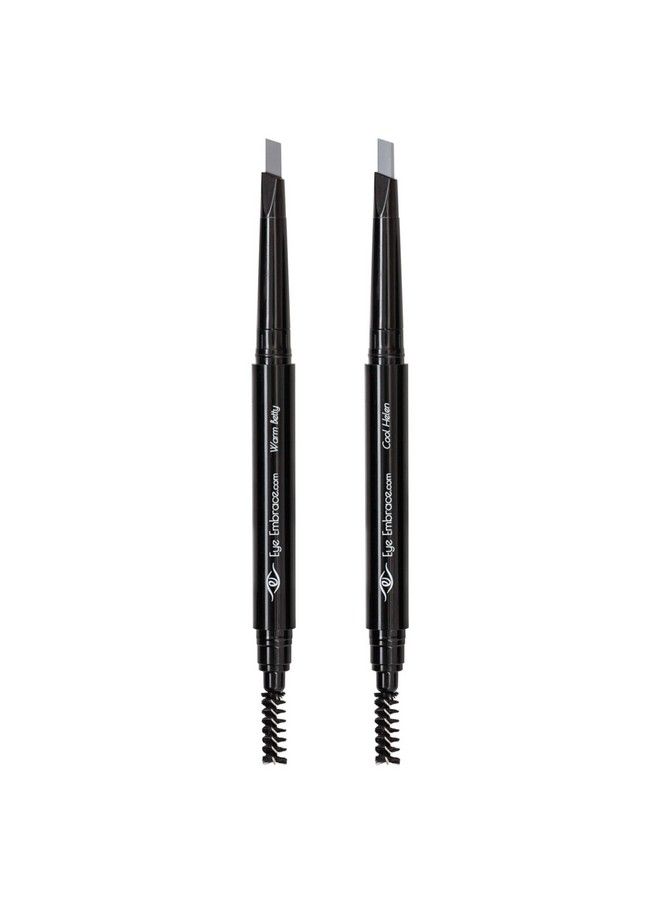 Eye Embrace Light Gray Eyebrow Pencils: Warm Betty & Cool Helen 2 Pack Bundle Waterproof DoubleEnded Automatic Angled Tip & Spoolie Brush CrueltyFree - Image 5