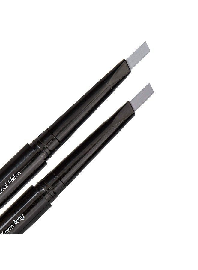 Eye Embrace Light Gray Eyebrow Pencils: Warm Betty & Cool Helen 2 Pack Bundle Waterproof DoubleEnded Automatic Angled Tip & Spoolie Brush CrueltyFree - Image 4