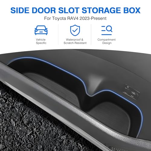 Canvcle Car Door Side Storage Box and Trash Can for 2023-2025 Toyota RAV4 Accessories Front Rear Door Insert Tray Organizer Door Slot Storage Protector Garbage Bin with Trash Bags 6PCS - Image 2