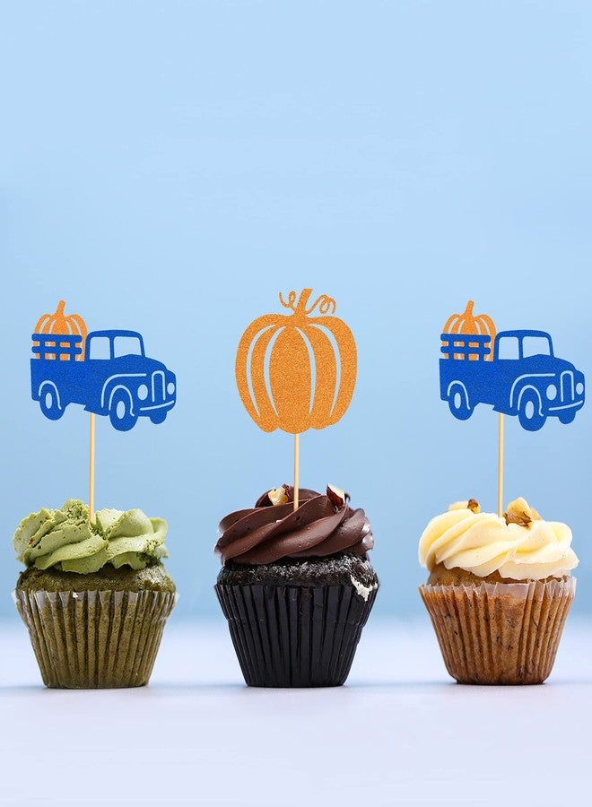 Ercadio 24 Pack Pumpkin Truck Cupcake Toppers Glitter Fall Harvest Pumpkin Cupcake Picks Decorations for Pumpkin Fall Theme Thanksgiving Party Cake Decorations Supplies - Image 4