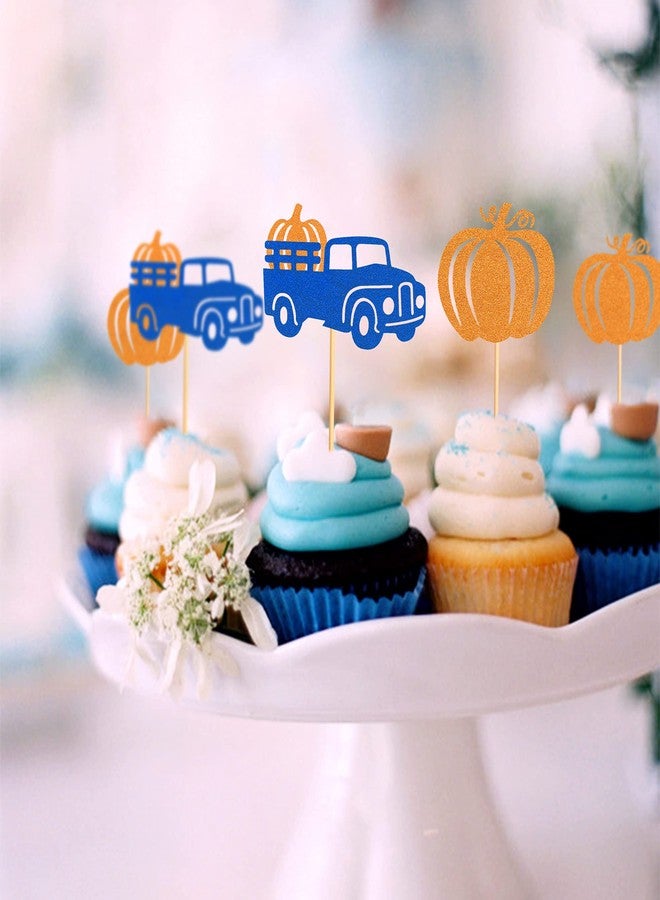 Ercadio 24 Pack Pumpkin Truck Cupcake Toppers Glitter Fall Harvest Pumpkin Cupcake Picks Decorations for Pumpkin Fall Theme Thanksgiving Party Cake Decorations Supplies - Image 5