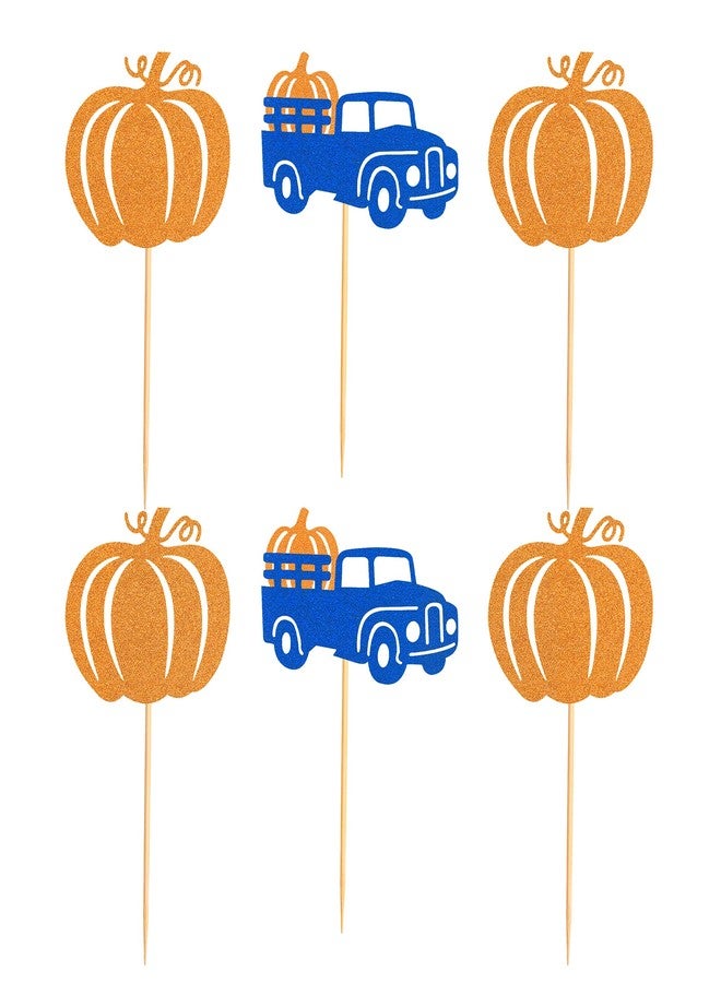 Ercadio 24 Pack Pumpkin Truck Cupcake Toppers Glitter Fall Harvest Pumpkin Cupcake Picks Decorations for Pumpkin Fall Theme Thanksgiving Party Cake Decorations Supplies - Image 3