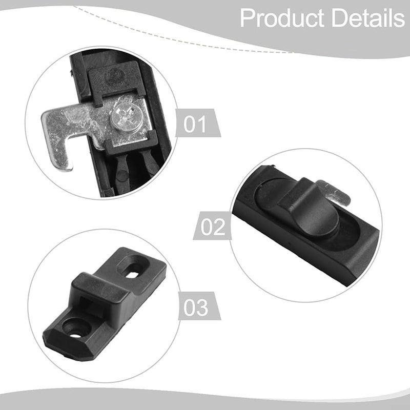 Black Aluminum Horizontal Sliding Window Lock Latch Hook With Screws 2 Sets - Image 4