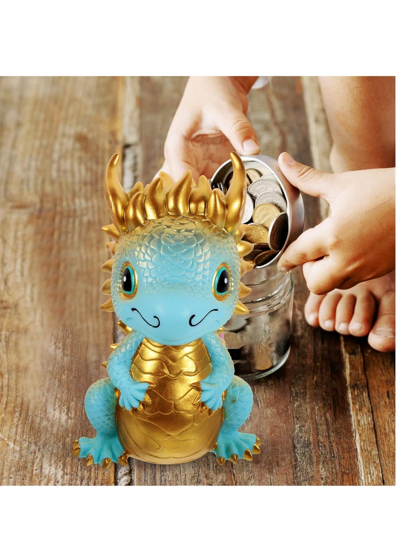 SYOSI Dragon Shaped Bank Unbreakable Coin Chinese New Year Zodiac Saving Jar Ancient Animal Collectible for Good Luck Prosperity Golden - Image 4