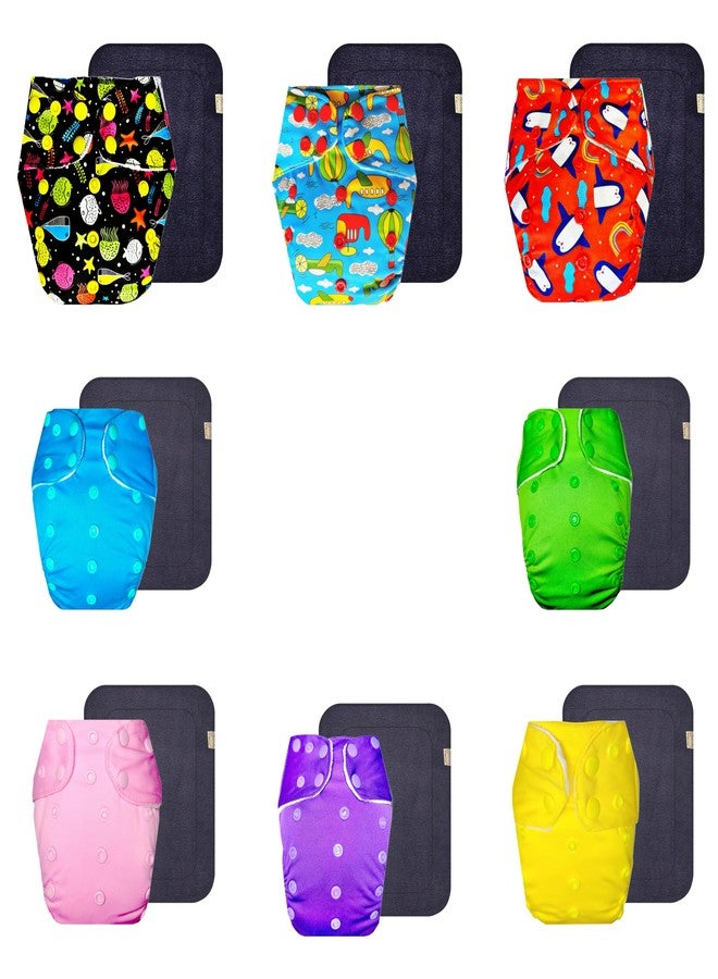 Dumbledo Premium Cloth Diaper with Black Insert (Pack of 8) | Soft & Gentle | Leakproof | Easy to Clean | All-Day Wear | 3 Months - 3 Years | Unisex Baby - Image 1