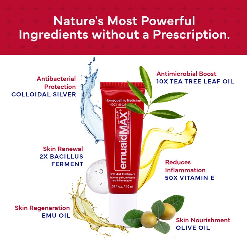 EMUAIDMAX First Aid Homeopathic Ointment, Natural Fast-Acting Topical Ointment for Resistant Skin Conditions, Reduces Itching, Pain, and Swelling, On-The-Go Travel Size, 0.35oz, 2 Pack - Image 3