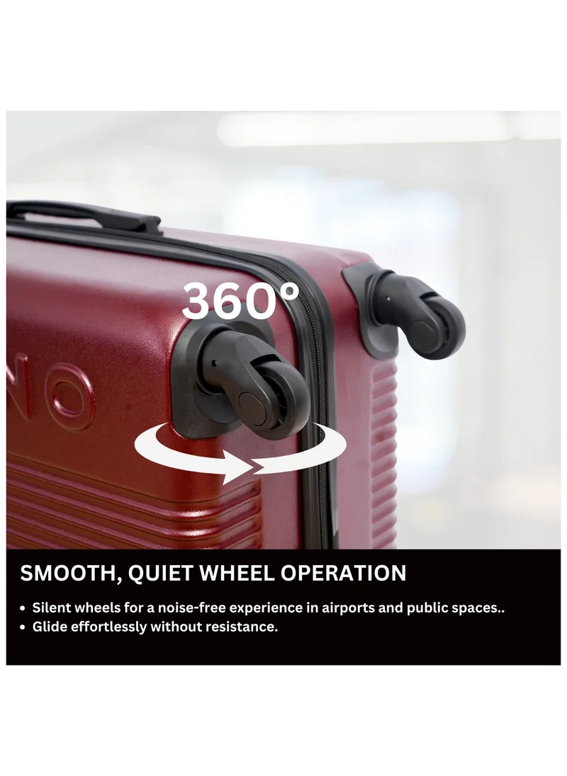جيوردانو GIORDANO Logo Series Luggage Set Maroon, 3 Piece ABS Hard Shell Lightweight Durable 4 Wheels Suitcase Trolley Bag With Secure 3 Digits Number Lock. (20/24/28 INCH )