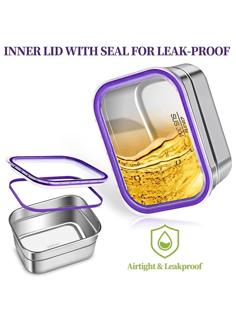 TOMSHOO Stainless Steel Lunch Box for Kids Adults,Insulated Bento Lunch Box with Tableware & Bag,1260ML 3 Compartment Divided Lunch Containers with Lids,Leakproof | BPA Free | Dishwasher Safe（Purple） - Image 4