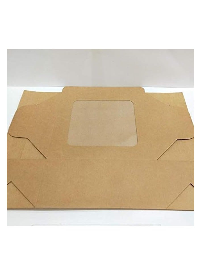 Green Tiger Bakery Boxes with Clear Window (Pack of 10) - 10" x 10" x 4.8" (26 * 26 * 12cm) - Brown Kraft Paper Box for Pie, Cookies, Cake, or Cupcakes (10) - Image 2