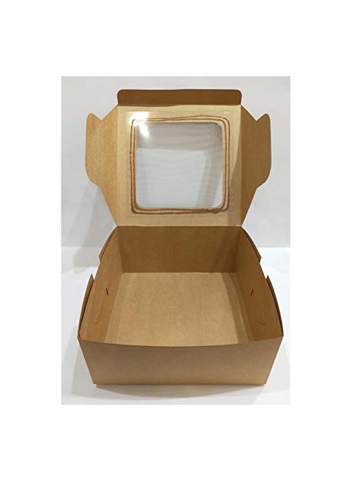 Green Tiger Bakery Boxes with Clear Window (Pack of 10) - 10" x 10" x 4.8" (26 * 26 * 12cm) - Brown Kraft Paper Box for Pie, Cookies, Cake, or Cupcakes (10) - Image 3
