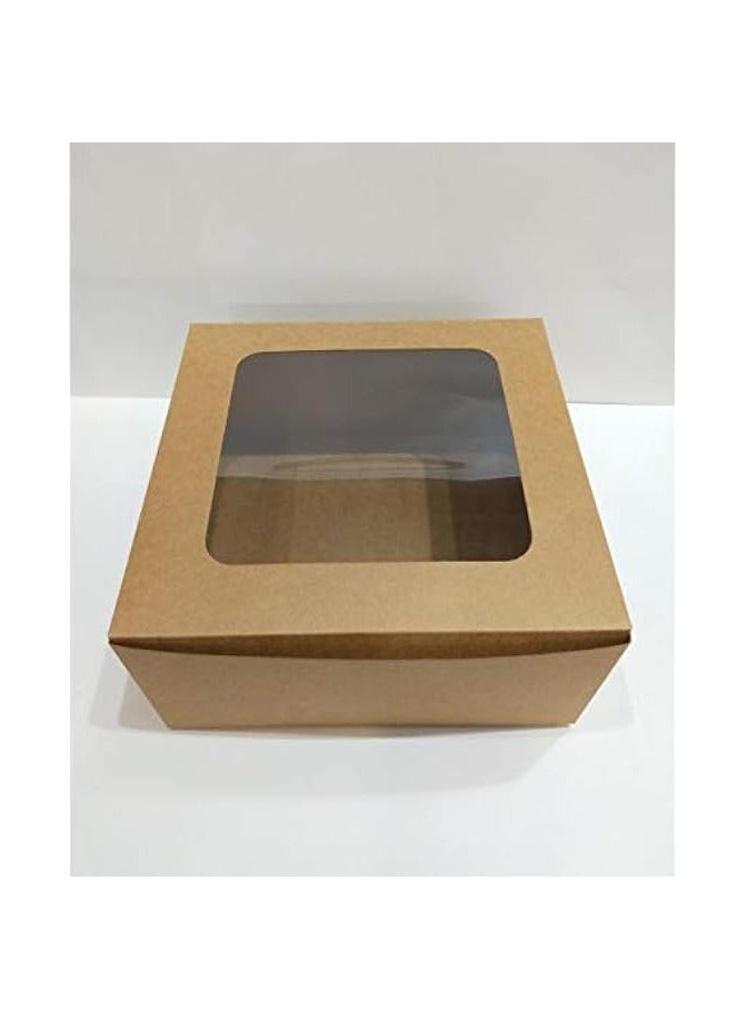 Green Tiger Bakery Boxes with Clear Window (Pack of 10) - 10" x 10" x 4.8" (26 * 26 * 12cm) - Brown Kraft Paper Box for Pie, Cookies, Cake, or Cupcakes (10) - Image 4