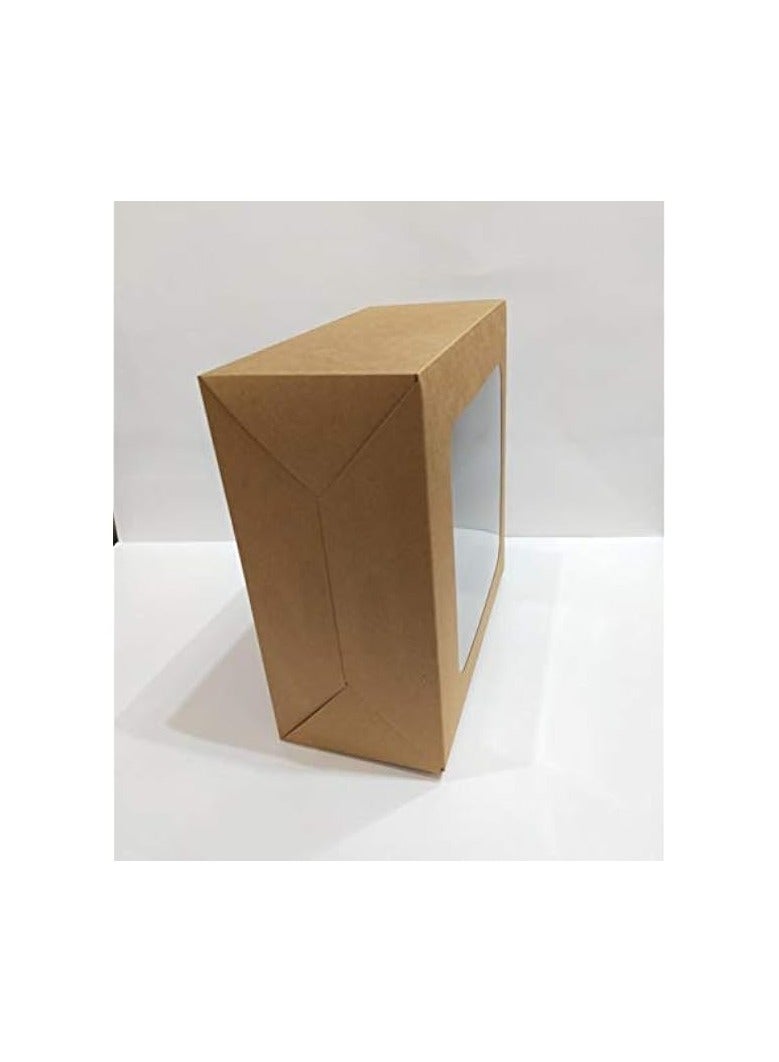 Green Tiger Bakery Boxes with Clear Window (Pack of 10) - 10" x 10" x 4.8" (26 * 26 * 12cm) - Brown Kraft Paper Box for Pie, Cookies, Cake, or Cupcakes (10) - Image 5