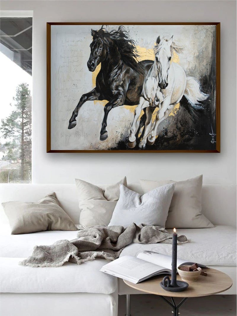 Artsense Painting for wall decoration lucky charm horses Abstract wall painting for living room big size painting for home decoration with frameMulticolor30x40 inches76x101 cm