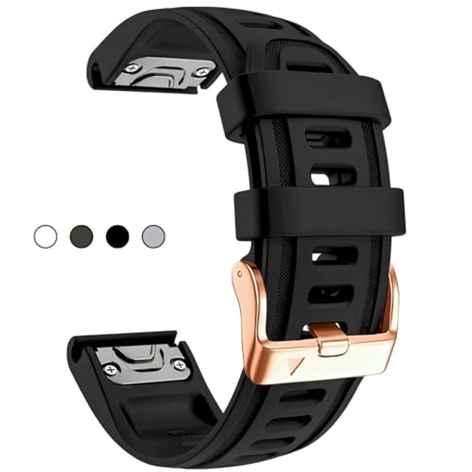 OUTVI 20Mm Watch Band For Garmin Fenix 5S Fenix 6S Fenix 7S Pro Quickfit 20 Bands Replacement For Garmin Epix 2 42Mm Sapphire Short Strap Rose Gold Women Men Black - Image 4