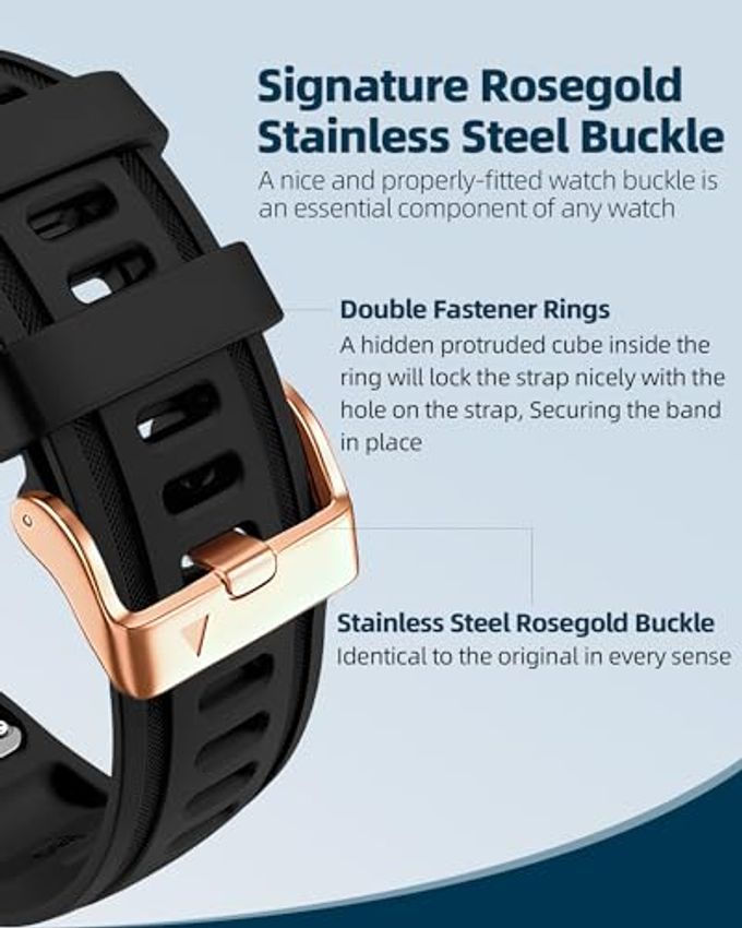 OUTVI 20Mm Watch Band For Garmin Fenix 5S Fenix 6S Fenix 7S Pro Quickfit 20 Bands Replacement For Garmin Epix 2 42Mm Sapphire Short Strap Rose Gold Women Men Black - Image 5