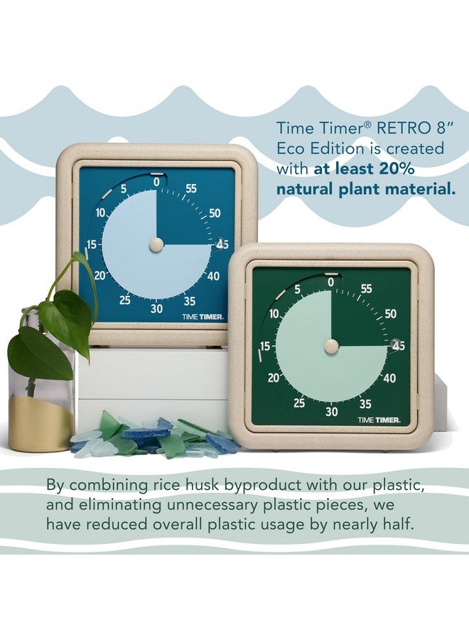 Time Timer تايم تايمر® ريترو 8 بوصة إصدار إيكو مؤقت بصري - ساعة عد تنازلي مكتبية 60 دقيقة مصنوعة من 20% على الأقل من المواد النباتية الطبيعية - أرض خضراء - Image 4