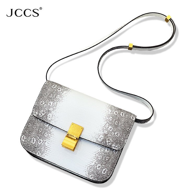 Jccs Genuine Leather Lizard Pattern Women'S Square Bag Tofu Bag Himalayan White Tall Fashion Crossbody Shoulder Bag - Image 2