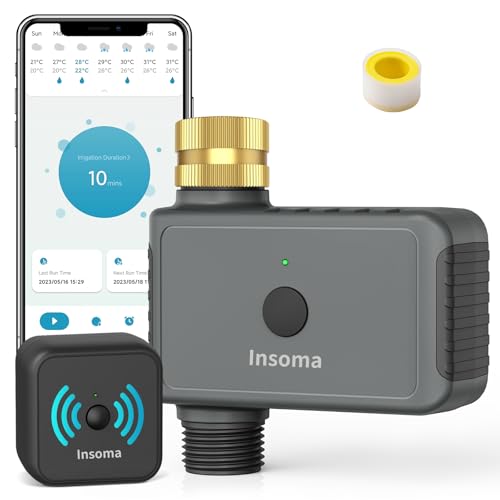 Insoma WiFi Hose Timer with Brass Inlet, Smart Water Timer 1 Zone, Sprinkler Timer w/WiFi hub for Remote Control via 2.4Ghz WiFi, Voice/App Controls with Alexa & Google Assistant, for Lawns Yards - Image 1