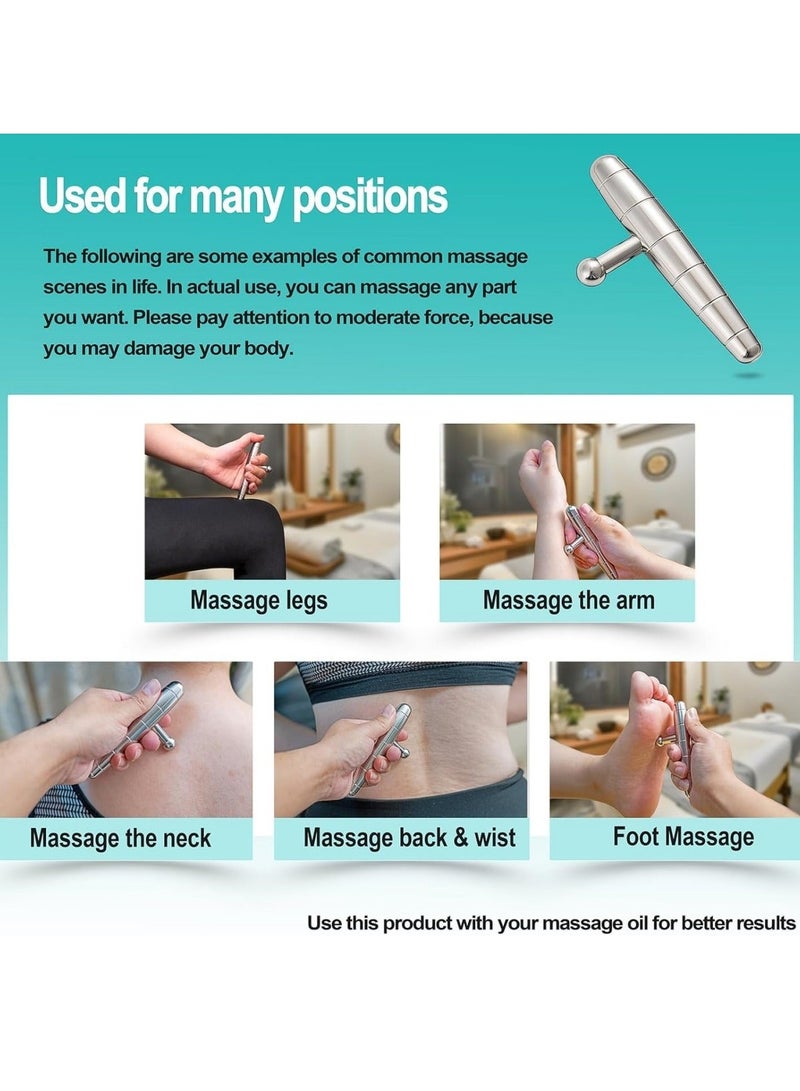 general T-Bar Stainless Steel Manual Deep Tissue Massage Tool Target Trigger Points Massage for Pain Relief and Full-Body Fascial Relaxation  - Image 2