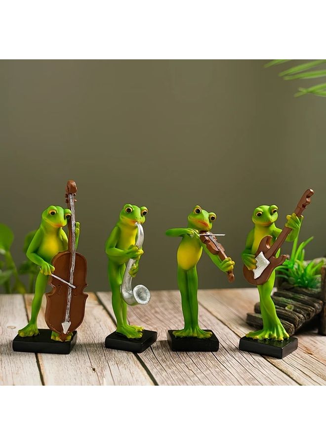 Double Bass Frog Musician Resin Figurine Rustic Country Style Home Garden Decor - Image 4