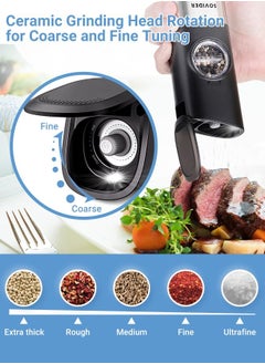 INKBIRD INKBIRD Gravity Salt and Pepper Mill Electric Set of 2 Rechargeable Pepper Mill Electric with Double Charging Station White LED Light Adjustable Thickness Free Battery  - Image 3