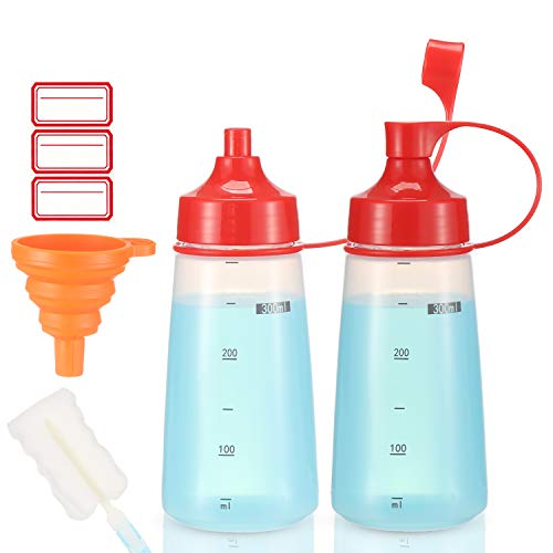 Ondiomn Condiment Squeeze Bottle for Sauces Wide Mouth, Plastic Squeeze Bottles for Condiments, Paint, Ketchup, Mustard, Oil, Resin, Baking, Cake Decorating, Cleaning, BPA Free-Food Grade (10 oz., 2, Count) - Image 1