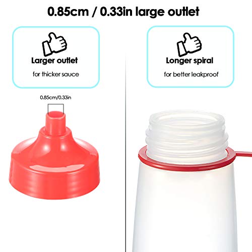 Ondiomn Condiment Squeeze Bottle for Sauces Wide Mouth, Plastic Squeeze Bottles for Condiments, Paint, Ketchup, Mustard, Oil, Resin, Baking, Cake Decorating, Cleaning, BPA Free-Food Grade (10 oz., 2, Count) - Image 2
