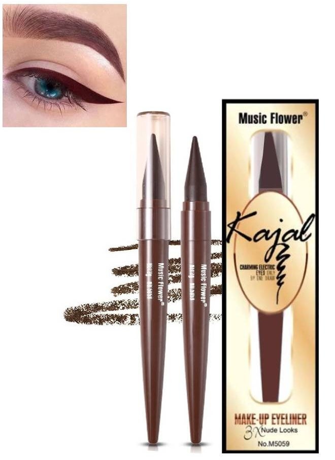 Music Flower Kajal Eyeliner Pen Charming Eyes Makeup Eyeliner Pencil Waterproof Long Lasting Smudge Proof Eye Liner Pen Smooth Texture Long Wearing Eyeliner Pencil Brown  - Image 1