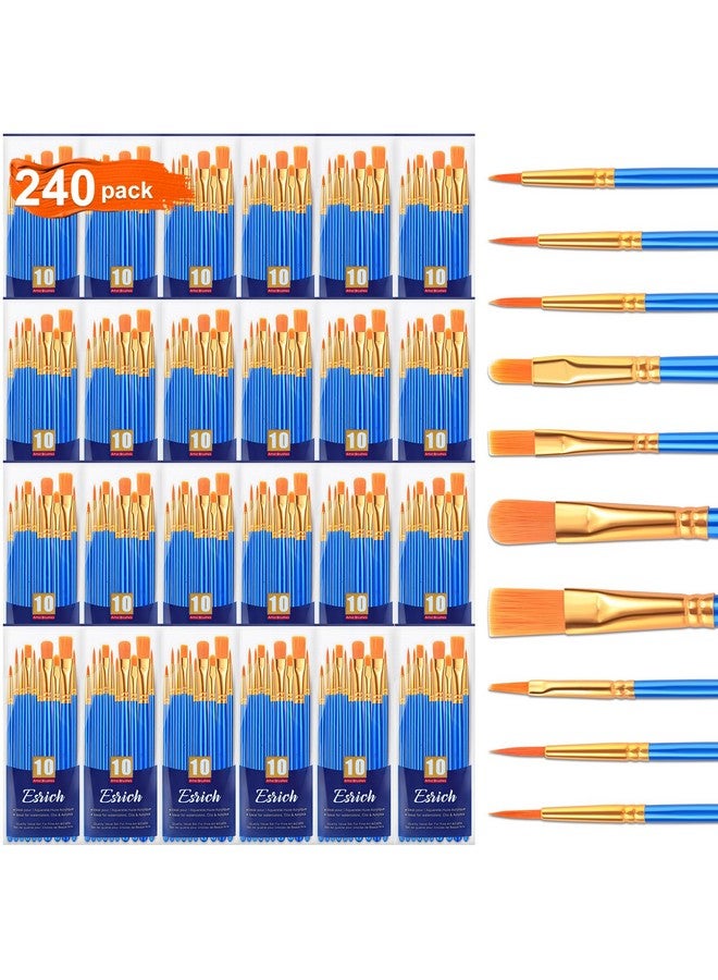 ESRICH Watercolor Brush Set, 24 Packs / 240 Pcs Acrylic Brushes,Nylon Brush Head, for Oil Painting, Gouache, Face,Ceramics etc, Kid's and Adults Painting Arts and Crafts Sets.(Blue) - Image 1