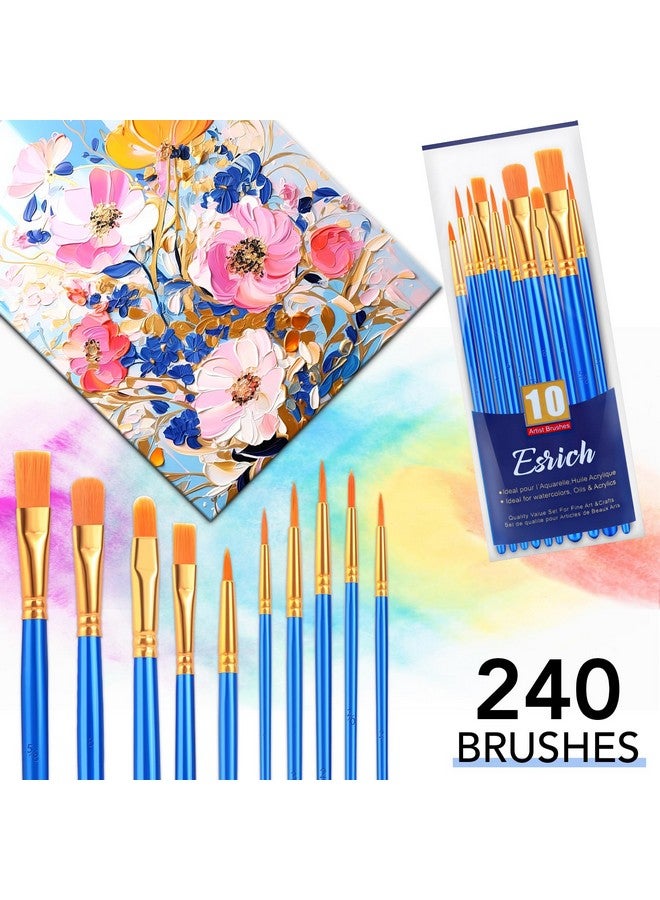 ESRICH Watercolor Brush Set, 24 Packs / 240 Pcs Acrylic Brushes,Nylon Brush Head, for Oil Painting, Gouache, Face,Ceramics etc, Kid's and Adults Painting Arts and Crafts Sets.(Blue) - Image 5