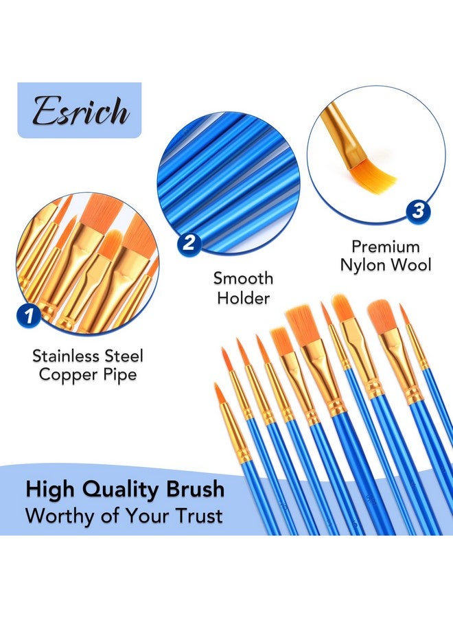 ESRICH Watercolor Brush Set, 24 Packs / 240 Pcs Acrylic Brushes,Nylon Brush Head, for Oil Painting, Gouache, Face,Ceramics etc, Kid's and Adults Painting Arts and Crafts Sets.(Blue) - Image 4