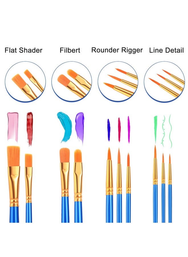 ESRICH Watercolor Brush Set, 24 Packs / 240 Pcs Acrylic Brushes,Nylon Brush Head, for Oil Painting, Gouache, Face,Ceramics etc, Kid's and Adults Painting Arts and Crafts Sets.(Blue) - Image 3