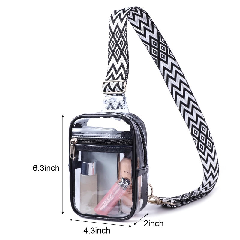 COVAX Clear Sling Bag, Clear Bag Stadium Approved, Crossbody Fanny Pack for Women Men, Fashion Chest Bag for Festivals, Concerts, Sports Events (Mini) - Image 4