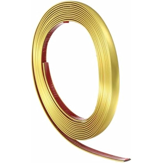 16.4FT X 0.39" WALL TRIM PEEL AND STICK MOLDING TRIM FRAME, FLEXIBLE PVC SELF ADHESIVE ACCENT STRIP FOR WALL, CEILING, FLOOR, CABINET, TILE, EDGE, BORDERS, MIRROR, MATTE GOLD - Image 1