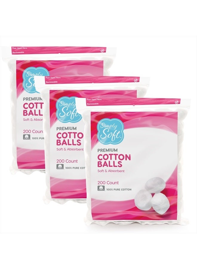 Medline Simply Soft Premium Cotton Balls (600 Count), 100% Pure Cotton, Large Cotton Balls for Face and Nail Polish Remover - Image 1