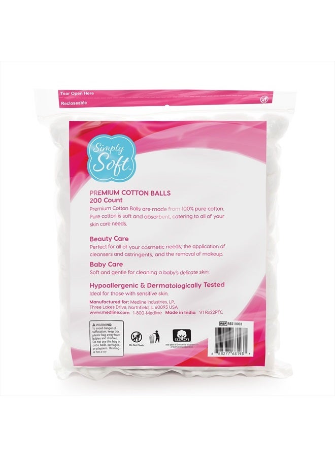 Medline Simply Soft Premium Cotton Balls (600 Count), 100% Pure Cotton, Large Cotton Balls for Face and Nail Polish Remover - Image 3