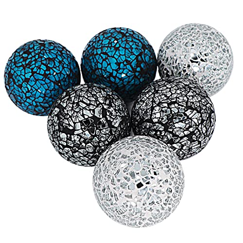 Kunjocy 6 Pieces Decorative Glass Balls 2.4" Small Mosaic Sphere Decorative Orbs Centerpiece Balls for Bowls, Vases, Dining Table Decor, Diameter 2.4 Inches (B, 6) - Image 2