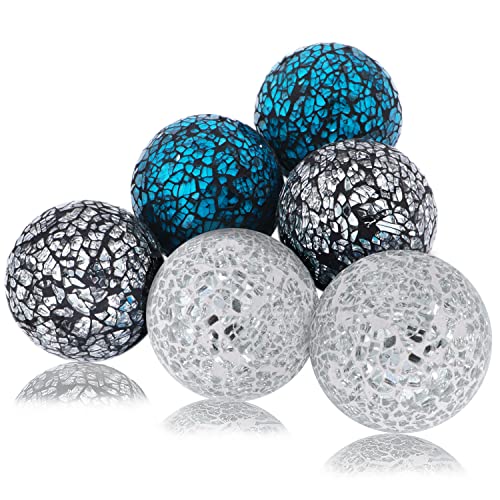 Kunjocy 6 Pieces Decorative Glass Balls 2.4" Small Mosaic Sphere Decorative Orbs Centerpiece Balls for Bowls, Vases, Dining Table Decor, Diameter 2.4 Inches (B, 6) - Image 1