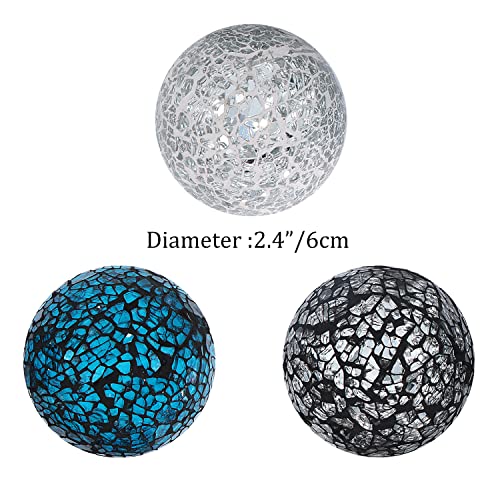 Kunjocy 6 Pieces Decorative Glass Balls 2.4" Small Mosaic Sphere Decorative Orbs Centerpiece Balls for Bowls, Vases, Dining Table Decor, Diameter 2.4 Inches (B, 6) - Image 3