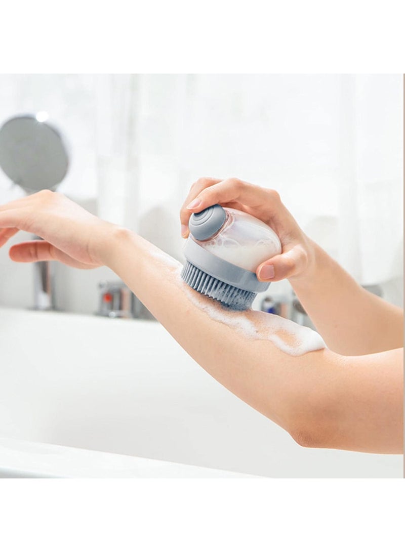 SYOSI Silicone Body Brush Shower Scrubber with Shower Gel Dispenser Function, 2Pack Soft Silicone Bath Massage Body Brush, Scalp Scrubber - Shower Hair Brush (Grey) - Image 2