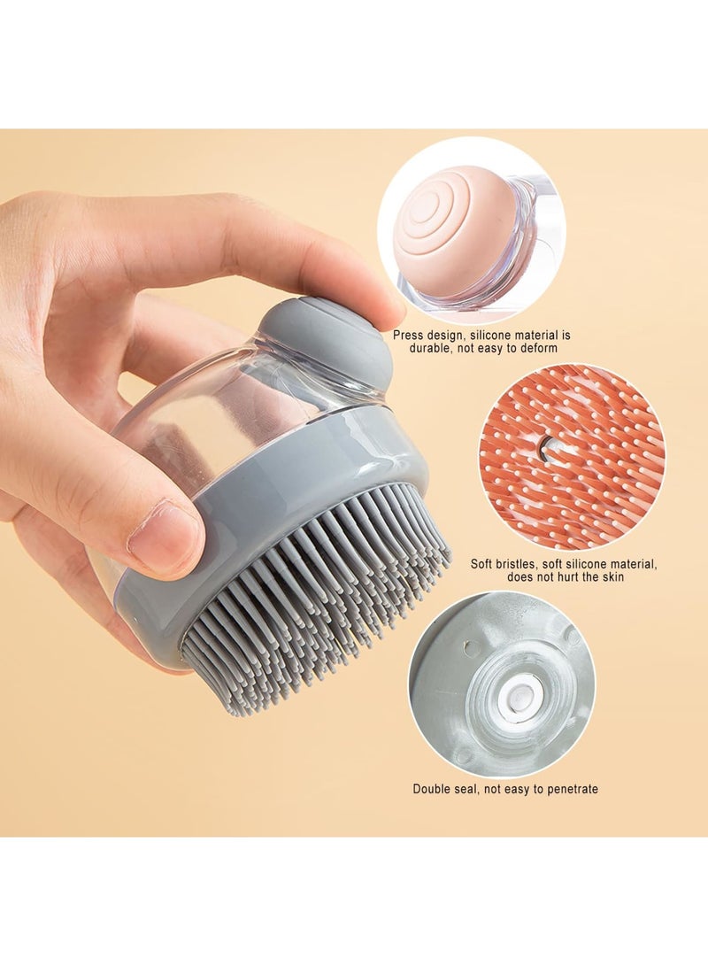 SYOSI Silicone Body Brush Shower Scrubber with Shower Gel Dispenser Function, 2Pack Soft Silicone Bath Massage Body Brush, Scalp Scrubber - Shower Hair Brush (Grey) - Image 5