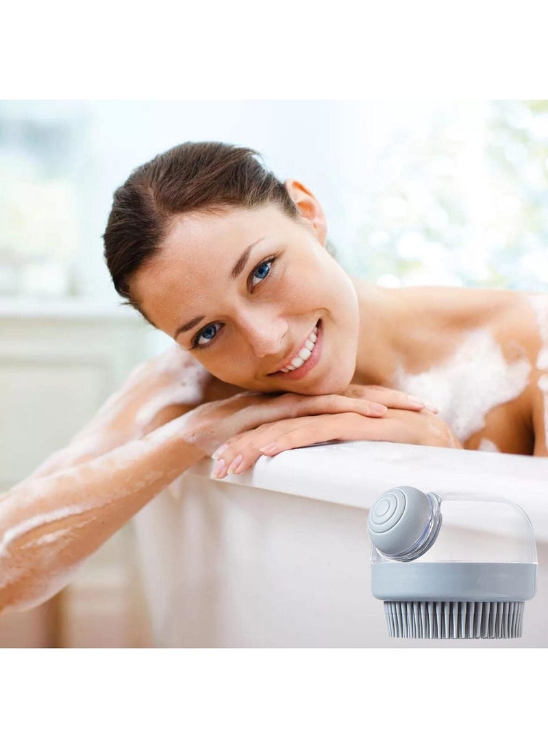 SYOSI Silicone Body Brush Shower Scrubber with Shower Gel Dispenser Function, 2Pack Soft Silicone Bath Massage Body Brush, Scalp Scrubber - Shower Hair Brush (Grey) - Image 4