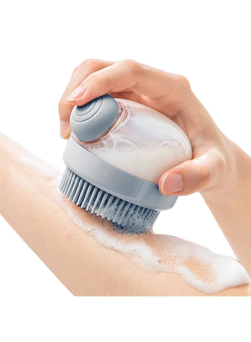 SYOSI Silicone Body Brush Shower Scrubber with Shower Gel Dispenser Function, 2Pack Soft Silicone Bath Massage Body Brush, Scalp Scrubber - Shower Hair Brush (Grey) - Image 1