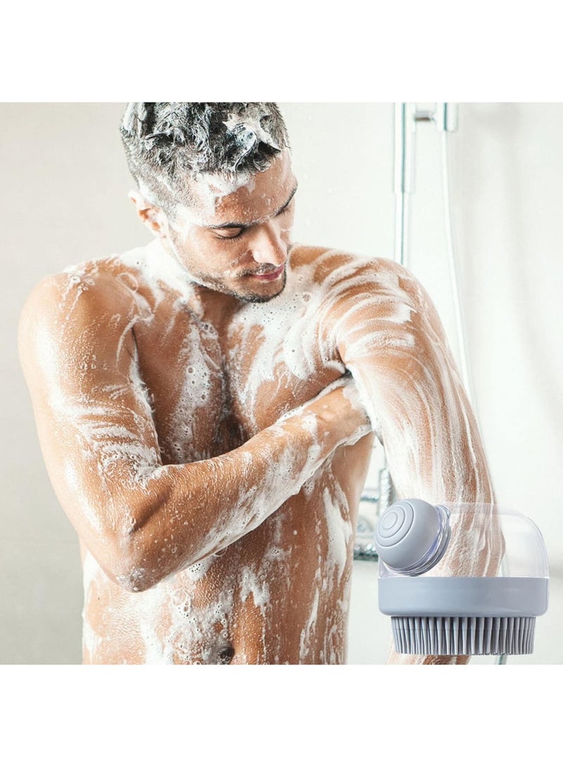 SYOSI Silicone Body Brush Shower Scrubber with Shower Gel Dispenser Function, 2Pack Soft Silicone Bath Massage Body Brush, Scalp Scrubber - Shower Hair Brush (Grey) - Image 3