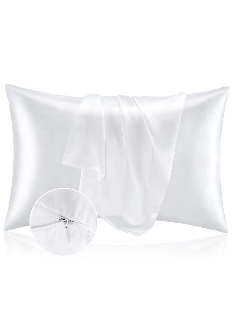 جين فان ل أنا غطاء وسادة من الساتان، عبوة من قطعتين، مقاس 20 بوصة × 29 بوصة، غطاء وسادة من الساتان الحريري للشعر والبشرة، مقاس كوين مع إغلاق مغلف (51 × 76 سم) - Image 1