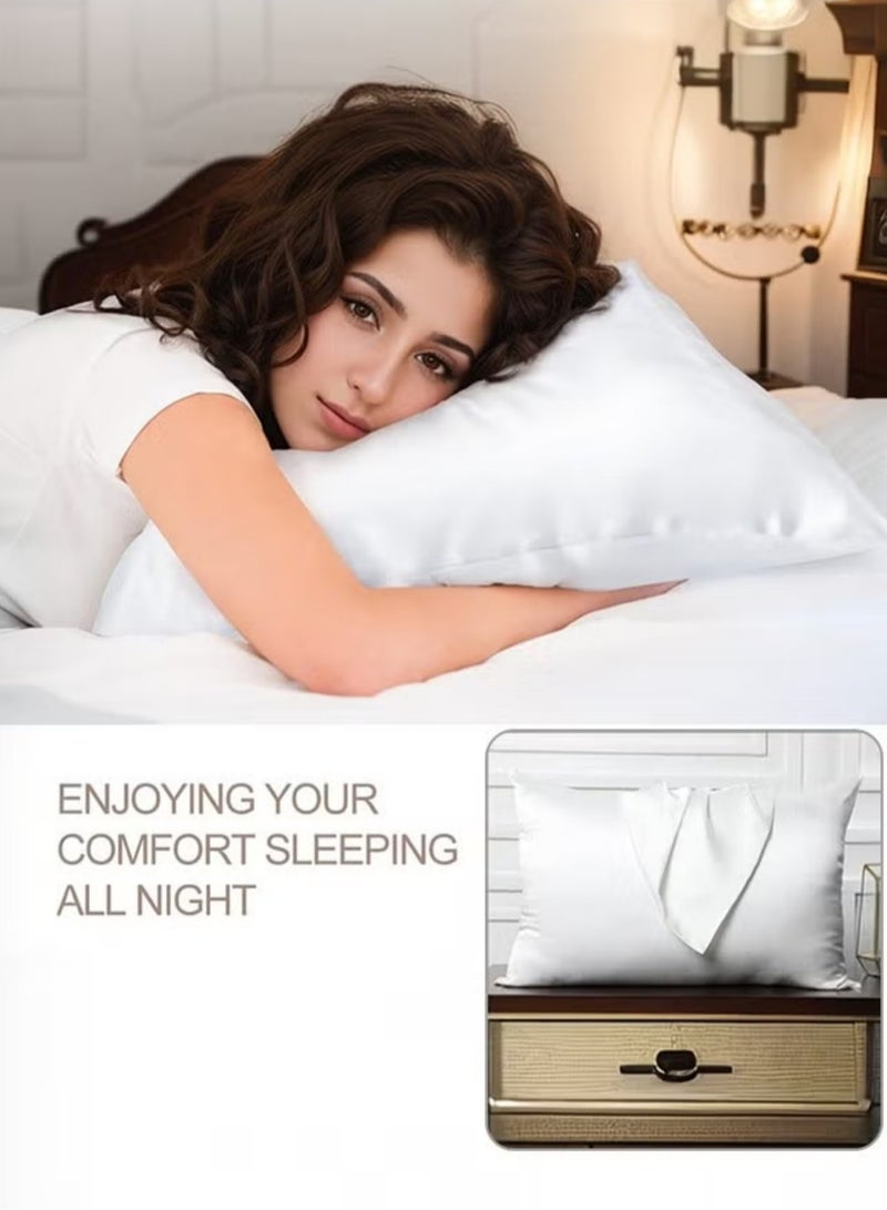 جين فان ل أنا غطاء وسادة من الساتان، عبوة من قطعتين، مقاس 20 بوصة × 29 بوصة، غطاء وسادة من الساتان الحريري للشعر والبشرة، مقاس كوين مع إغلاق مغلف (51 × 76 سم) - Image 2