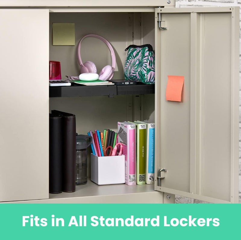 LockerMate AdjustAShelf Locker Shelf Extends to Fit Your Locker Easy to Use Perfect for School Office Gym Black 2Pack - Image 3