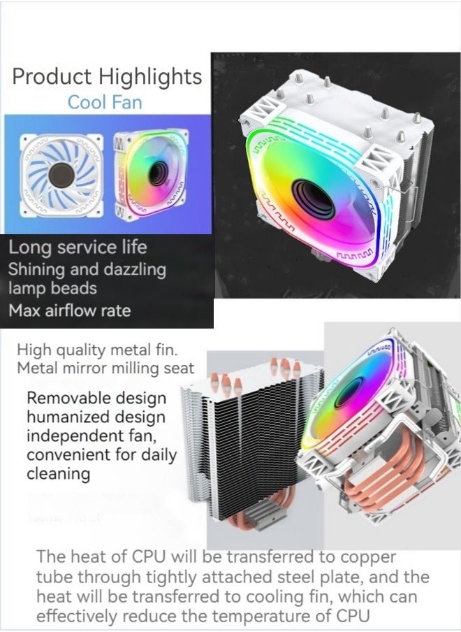 M MIAOYAN - New four copper tube CPU radiator desktop computer 1700/AM5 air-cooled ARGB color radiator - Image 1